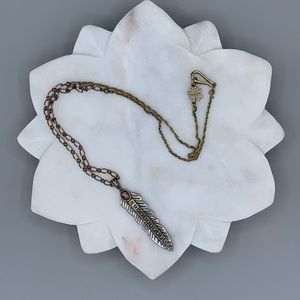 Lucky Brand Mix Metal Feather Necklace